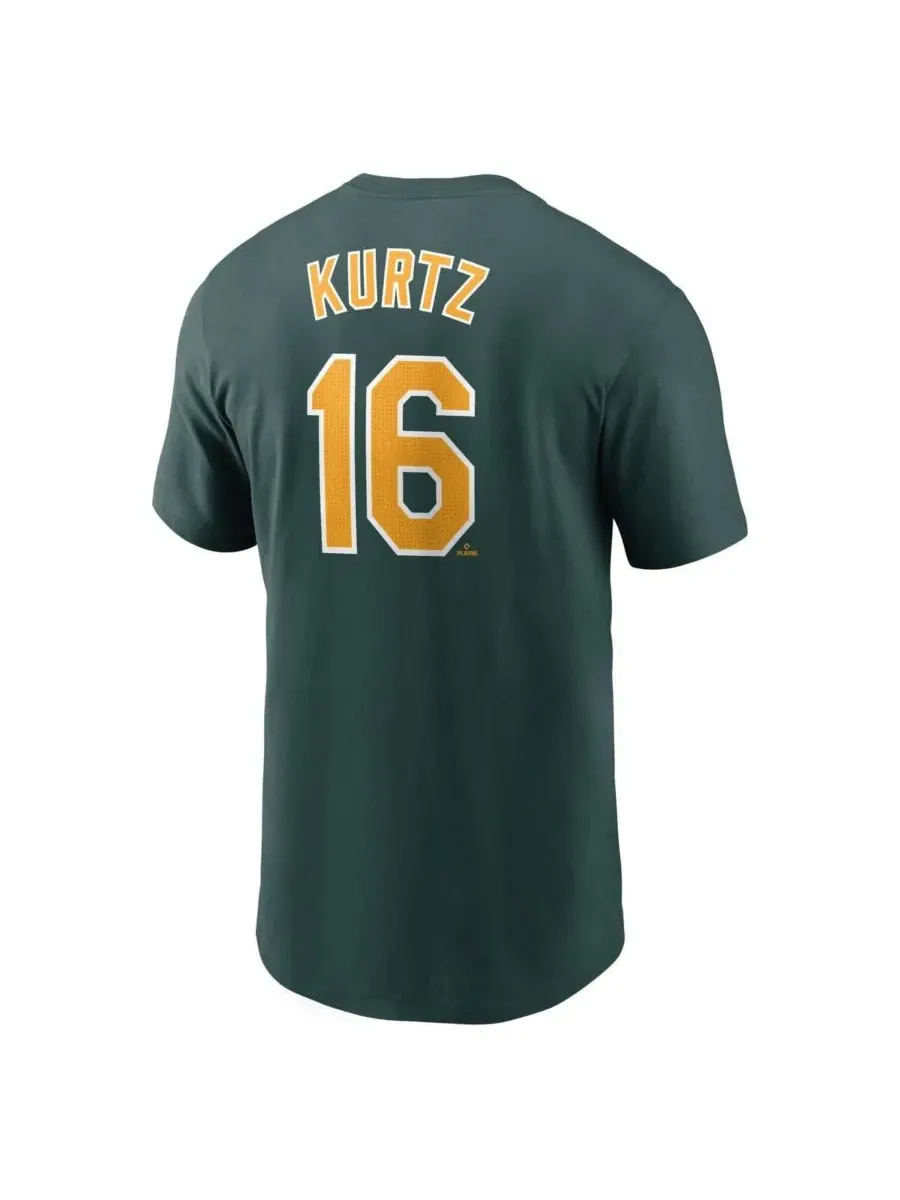 Nike Мужская футболка Nick Kurtz Green Athletics Fuse с именем и номером — изображение 3 из 3, зеленый