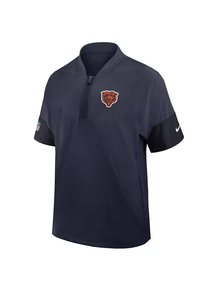 Мужская тренерская куртка Chicago Bears с четверть-молнией и коротким рукавом, синего цвета, для — изображение 2 из 3
