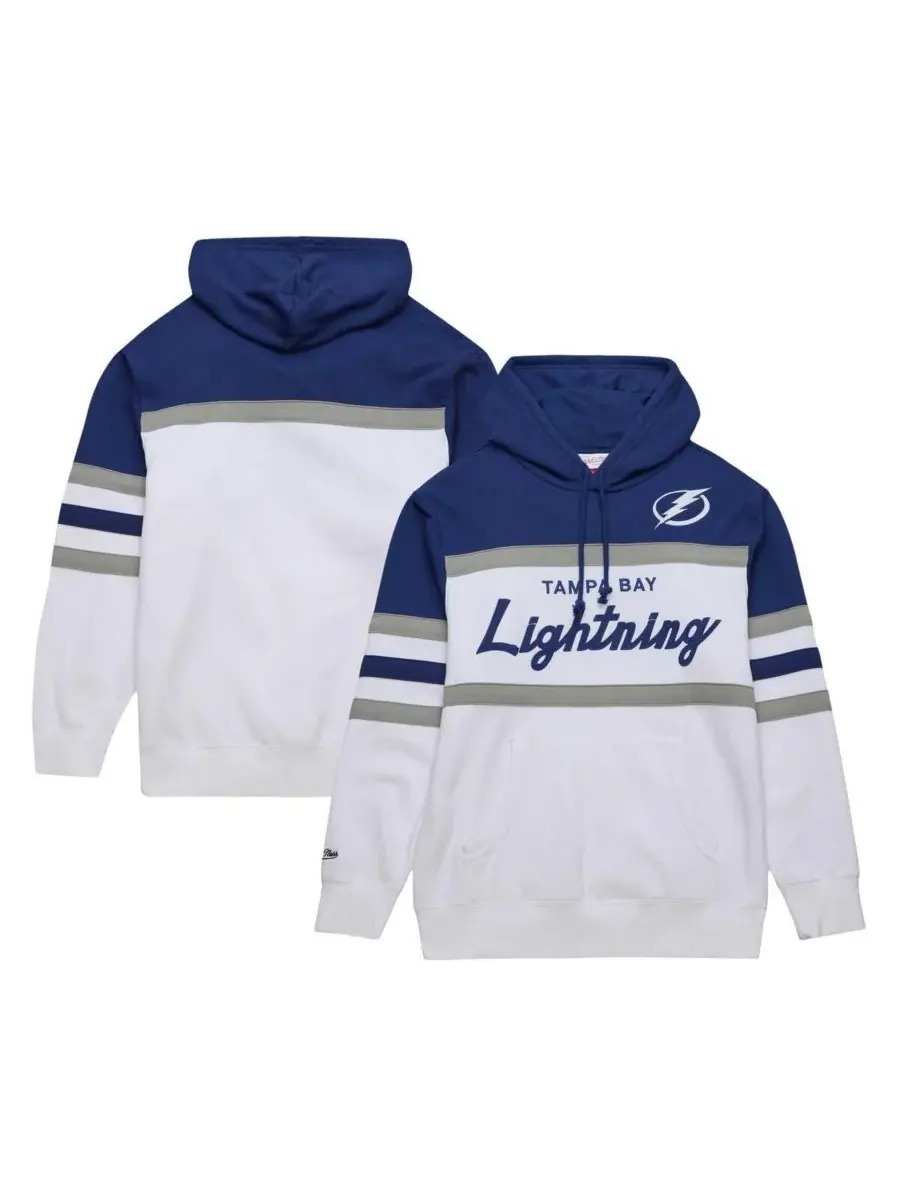 Mitchell & Ness Мужская белая с синими вставками толстовка с капюшоном в стиле главного тренера