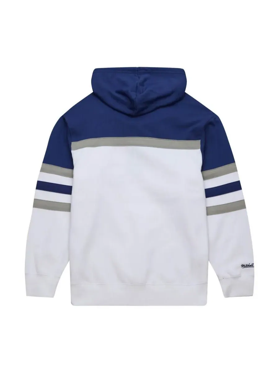 Mitchell & Ness Мужская белая с синими вставками толстовка с капюшоном в стиле главного тренера — изображение 3 из 4
