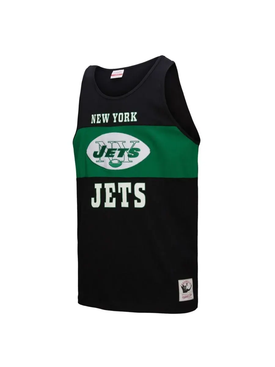 Mitchell & Ness Мужская черная майка New York Jets в стиле ретро с цветными блоками — изображение 2 из 3, черный