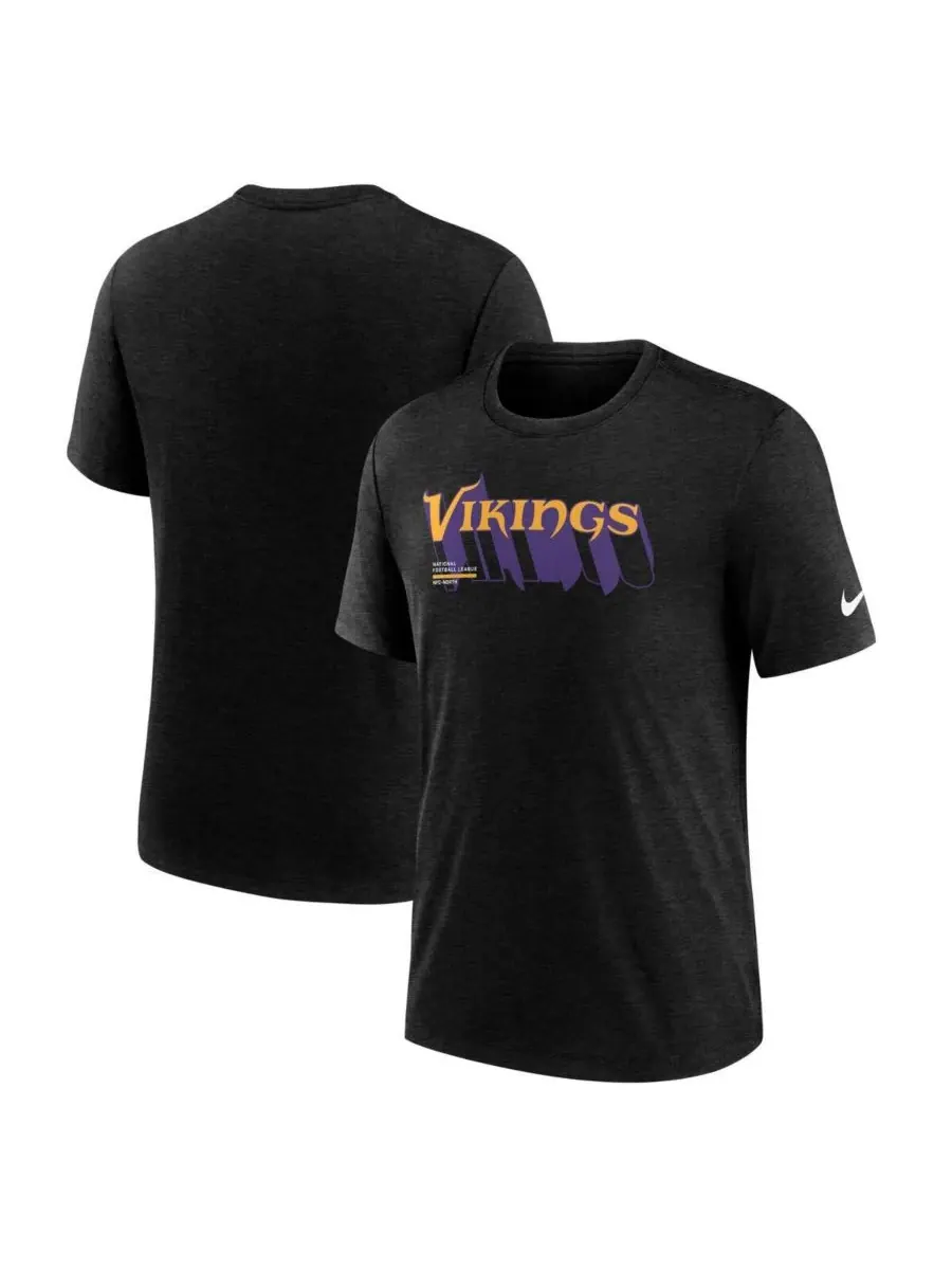 Nike Мужская футболка Minnesota Vikings Long Pass Tri-Blend цвета «черный меланж»