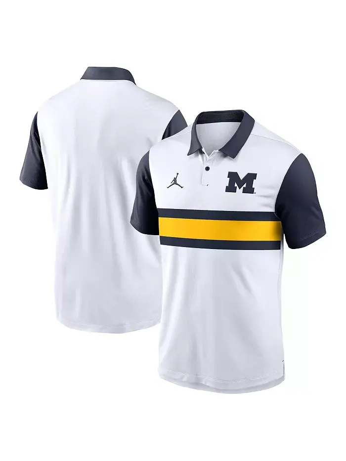 Мужская белая поло Michigan Wolverines Primetime Campus Vapor Performance Jordan