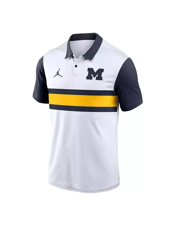 Мужская белая поло Michigan Wolverines Primetime Campus Vapor Performance Jordan — изображение 2 из 3