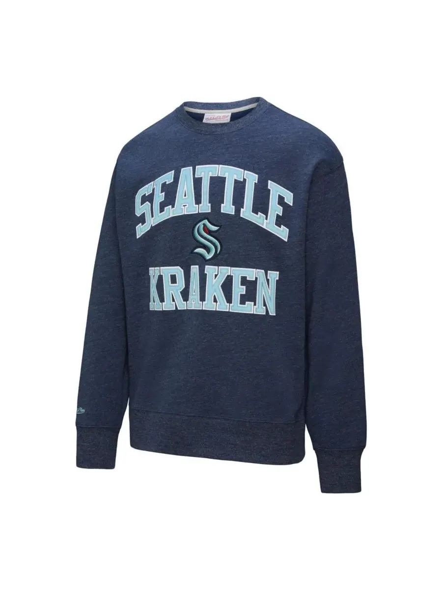 Mitchell & Ness Мужская флисовая толстовка темно-синего цвета с надписью «Seattle Kraken Playoff — изображение 3 из 3