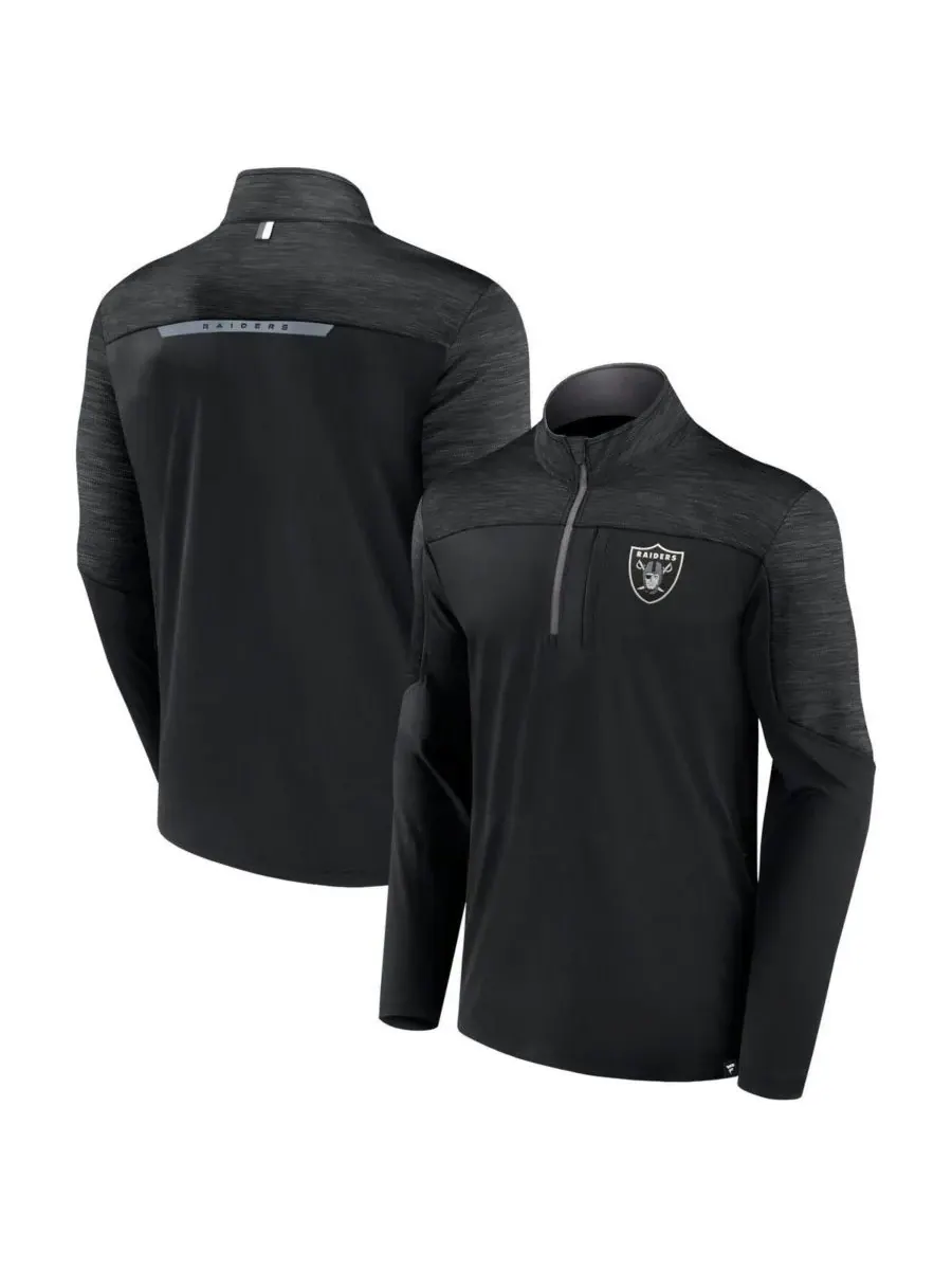 Fanatics Мужская черная футболка с половинной молнией Las Vegas Raiders Defender