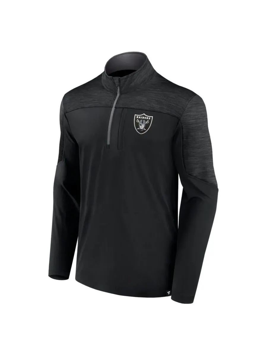Fanatics Мужская черная футболка с половинной молнией Las Vegas Raiders Defender — изображение 2 из 3, черный