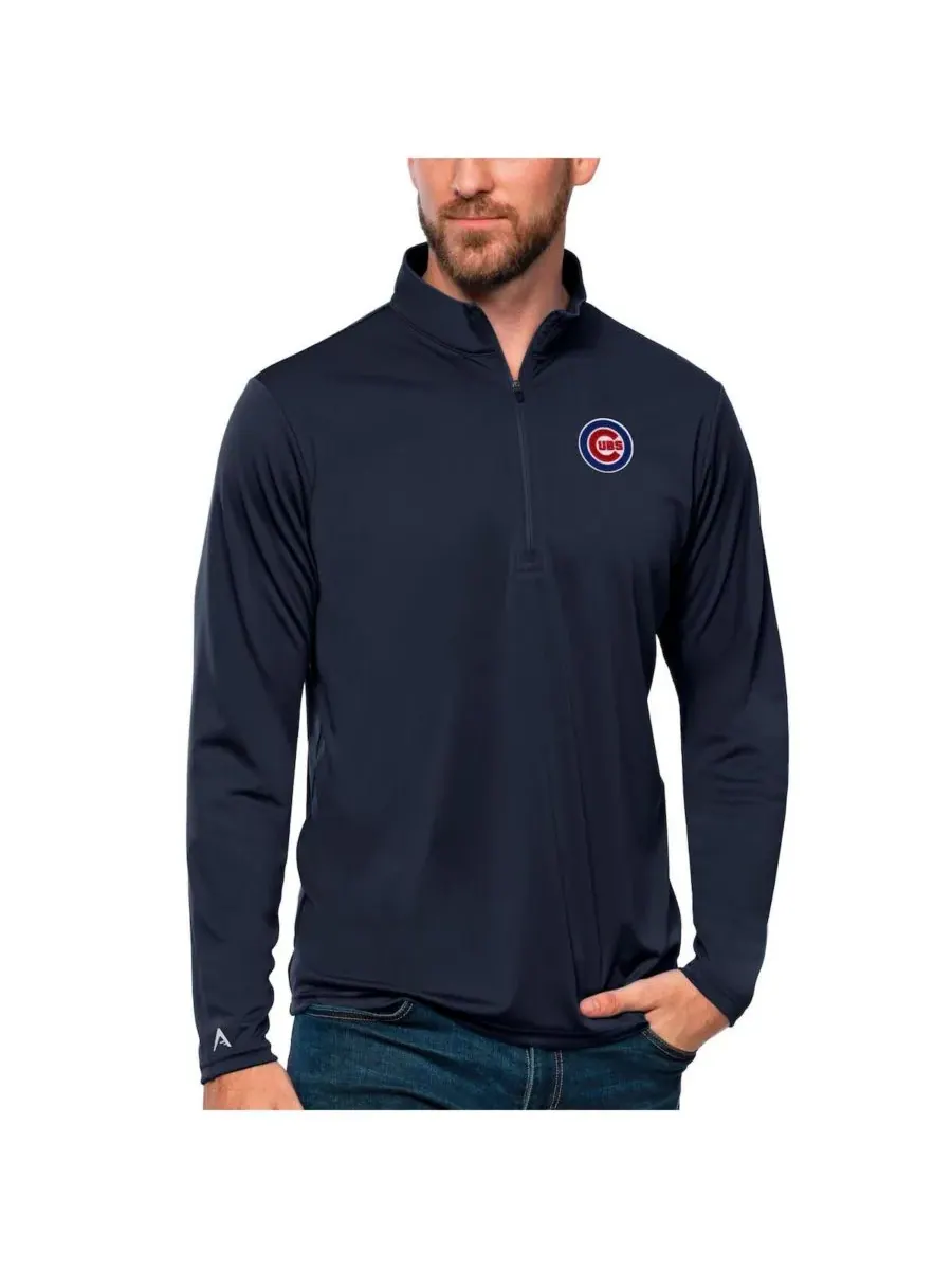 Antigua Мужская темно-синяя толстовка на молнии с символикой команды Chicago Cubs
