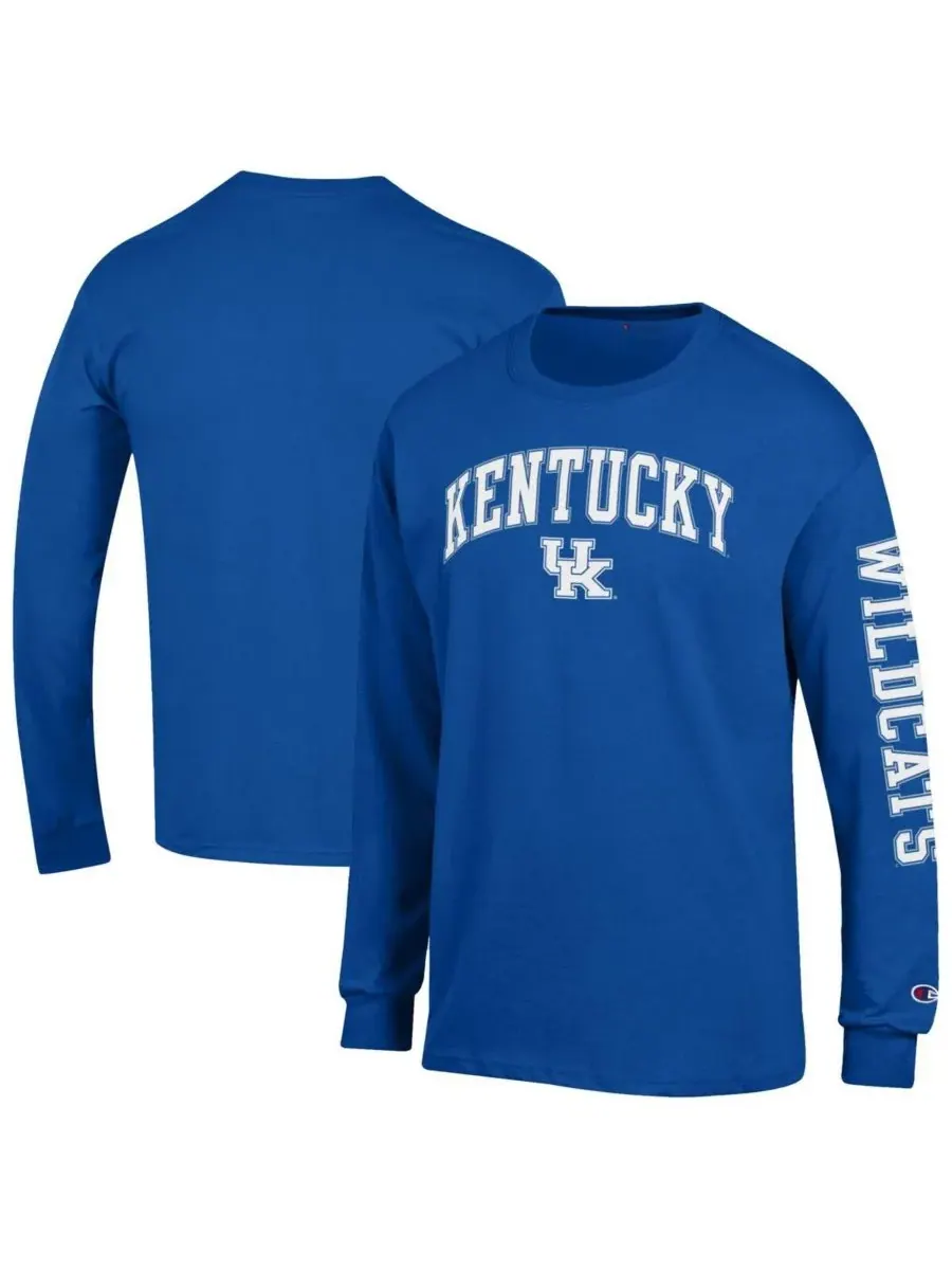 Мужская футболка с длинным рукавом Royal Kentucky Wildcats Arch Over Logo 2-Hit Champion