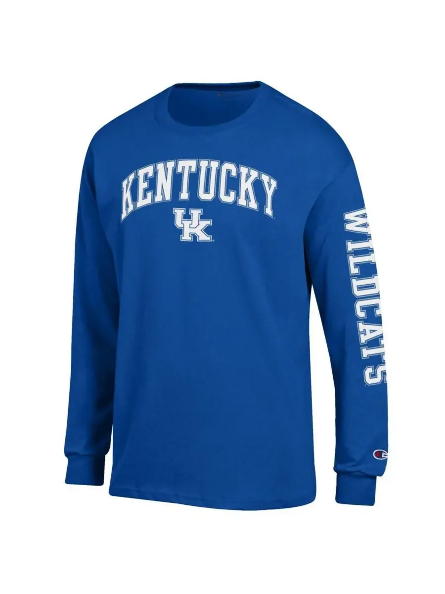 Мужская футболка с длинным рукавом Royal Kentucky Wildcats Arch Over Logo 2-Hit Champion — изображение 2 из 3, королевский