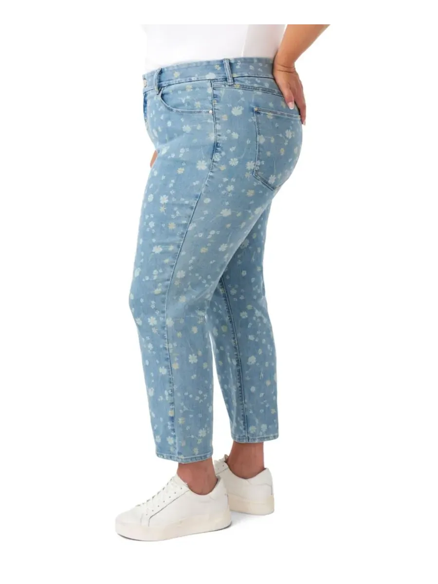 Джинсы прямого кроя без живота больших размеров Seven7, Daisy Discharge Print — изображение 2 из 4
