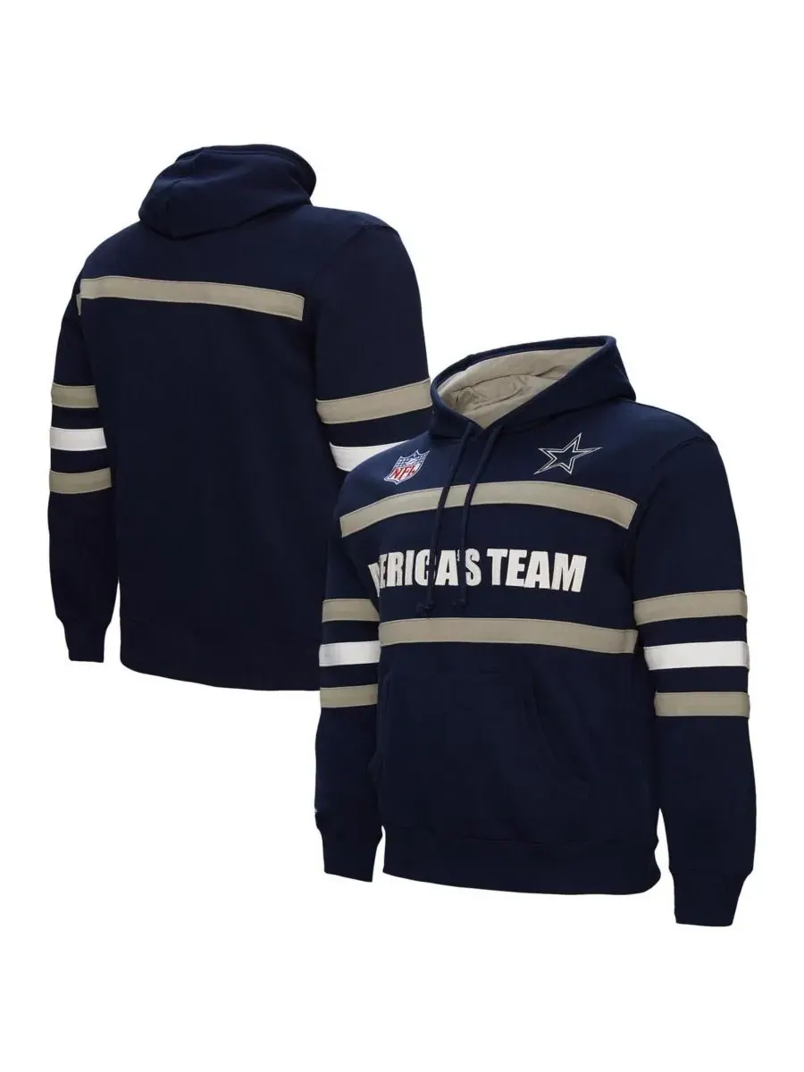 Mitchell & Ness Мужская темно-синяя толстовка с капюшоном Dallas Cowboys America's Team Head Coach