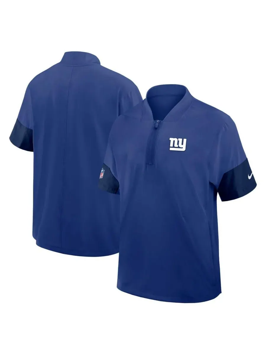 Мужская королевская куртка New York Giants Sideline с коротким рукавом и застежкой-молнией до