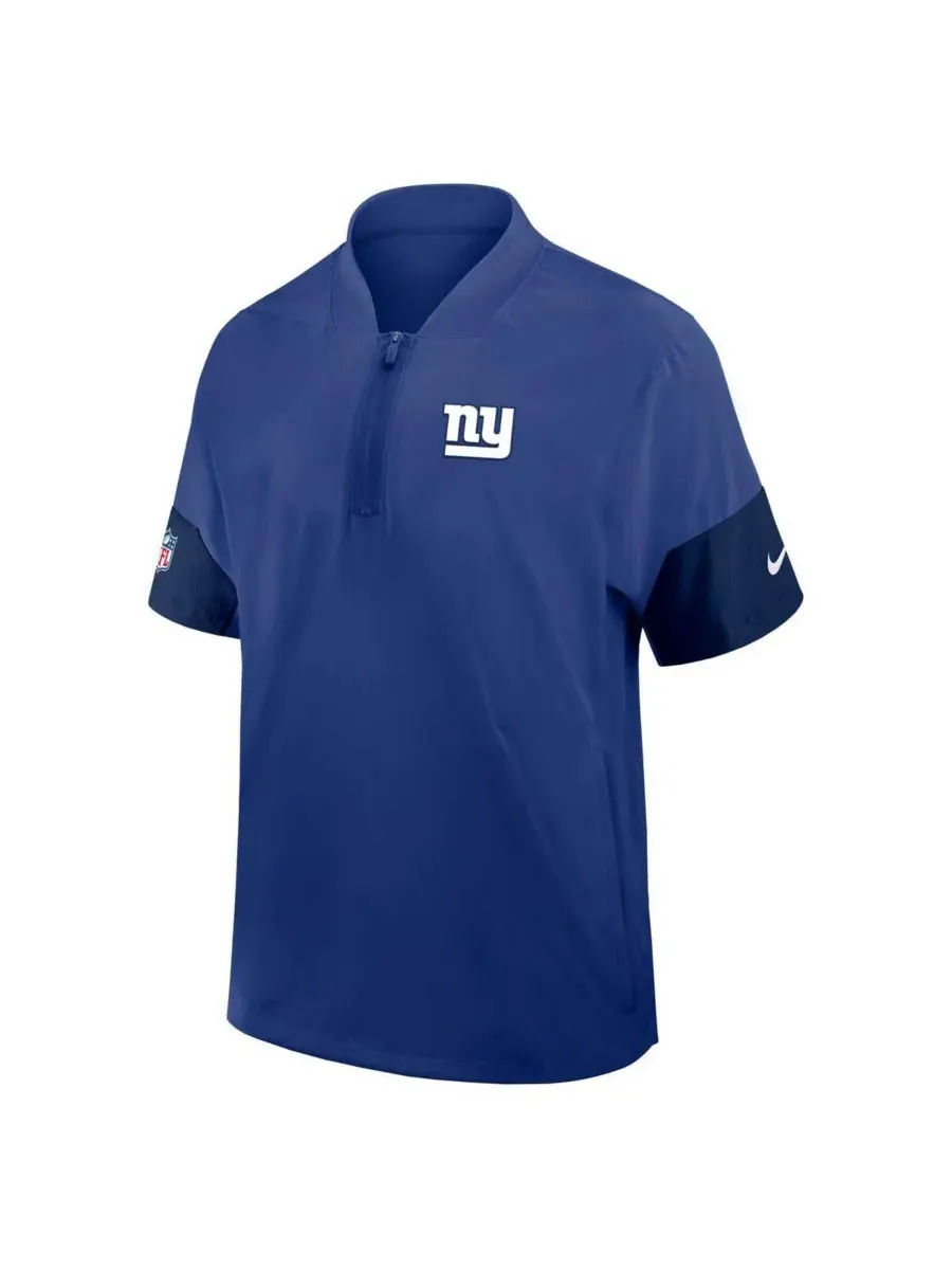 Мужская королевская куртка New York Giants Sideline с коротким рукавом и застежкой-молнией до — изображение 2 из 3