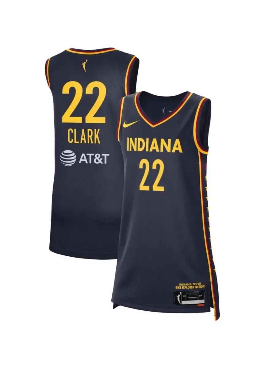 Nike Мужская и женская футболка Caitlin Clark Navy Indiana Fever 2024 WNBA Draft Explorer Edition