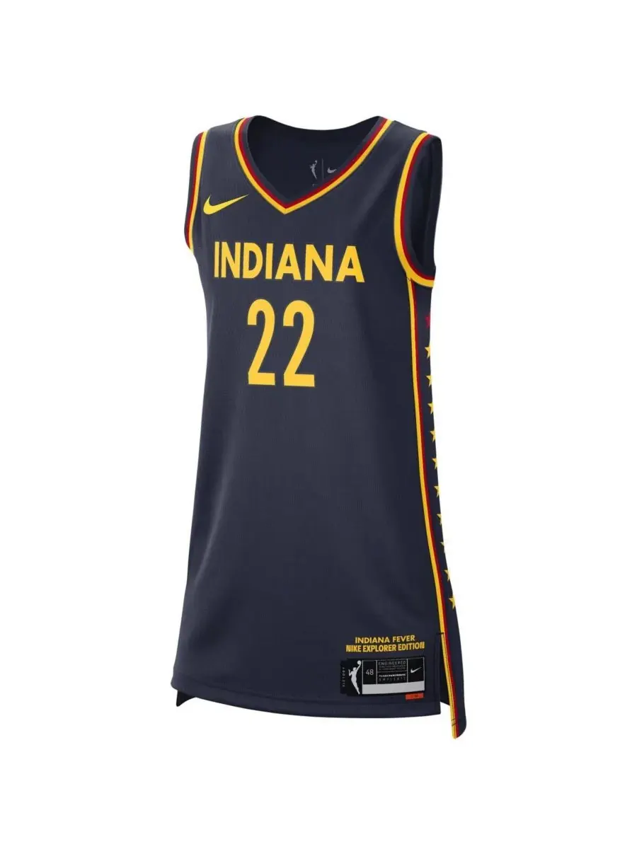 Nike Мужская и женская футболка Caitlin Clark Navy Indiana Fever 2024 WNBA Draft Explorer Edition — изображение 3 из 3