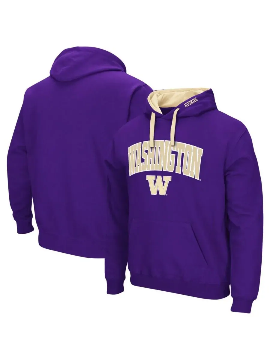 Colosseum Мужская фиолетовая толстовка с капюшоном Washington Huskies большого размера с аркой и