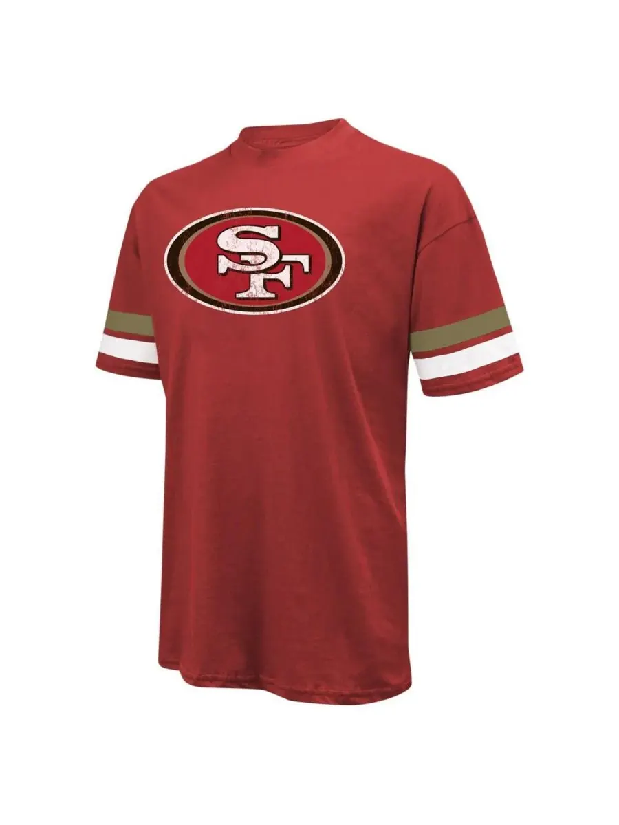 Мужская футболка Threads Brock Purdy Scarlet Distressed San Francisco 49ers с именем и номером — изображение 2 из 3, алый