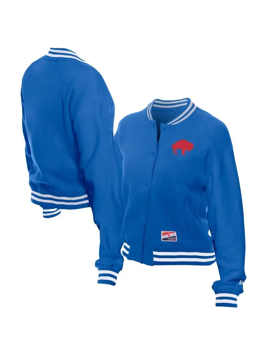 Женская флисовая куртка Royal Buffalo Bills в стиле ретро с застежкой на кнопках New Era
