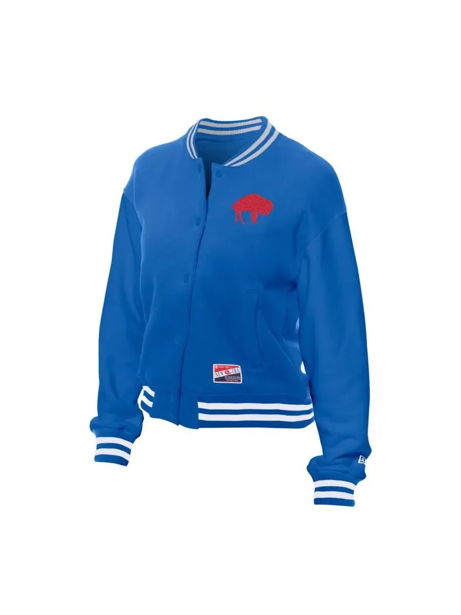 Женская флисовая куртка Royal Buffalo Bills в стиле ретро с застежкой на кнопках New Era — изображение 5 из 5, королевский