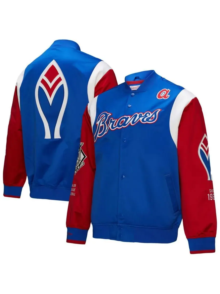 Mitchell & Ness Мужская атласная куртка Atlanta Braves Cooperstown Collection Team Origins