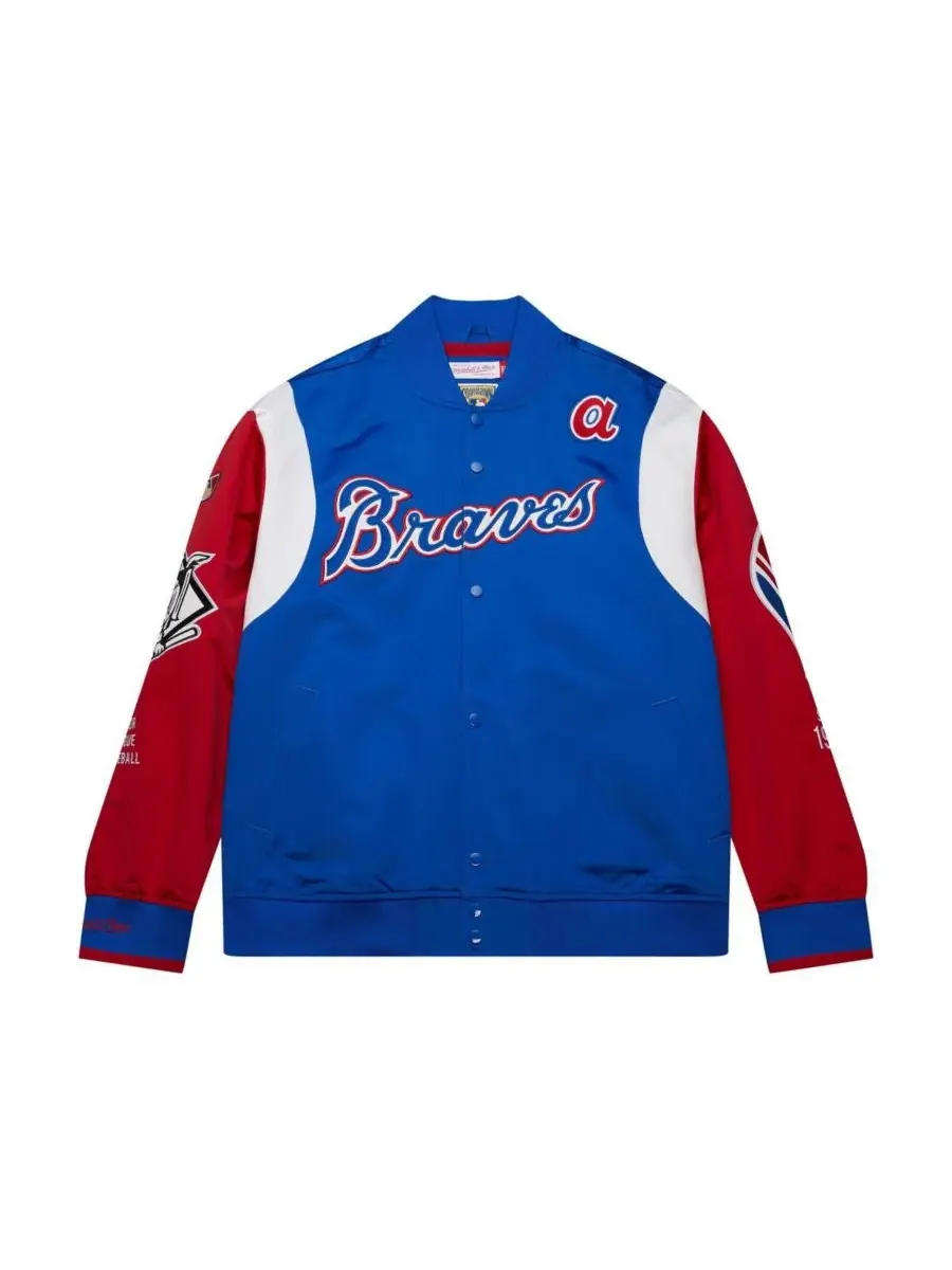 Mitchell & Ness Мужская атласная куртка Atlanta Braves Cooperstown Collection Team Origins — изображение 3 из 5, красный