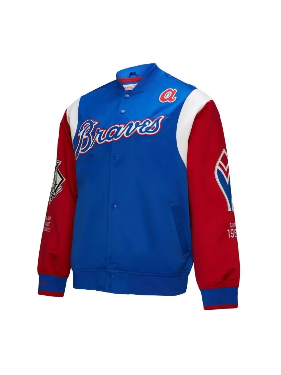 Mitchell & Ness Мужская атласная куртка Atlanta Braves Cooperstown Collection Team Origins — изображение 5 из 5, красный
