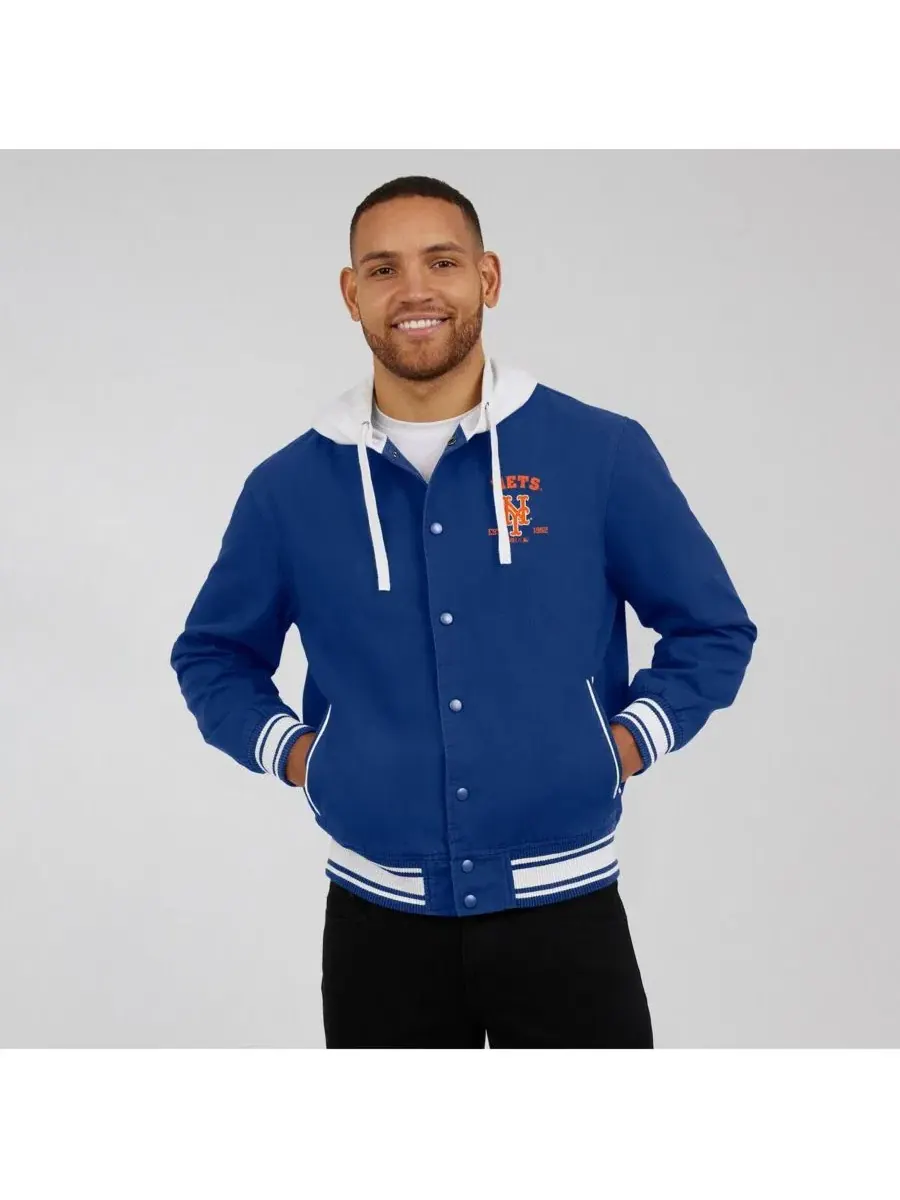 Мужская куртка с капюшоном Royal New York Mets на кнопках Fanatics — изображение 3 из 4, королевский