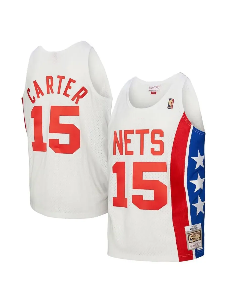 Mitchell & Ness Мужская белая майка Винса Картера, New Jersey Nets, коллекция Hardwood Classics