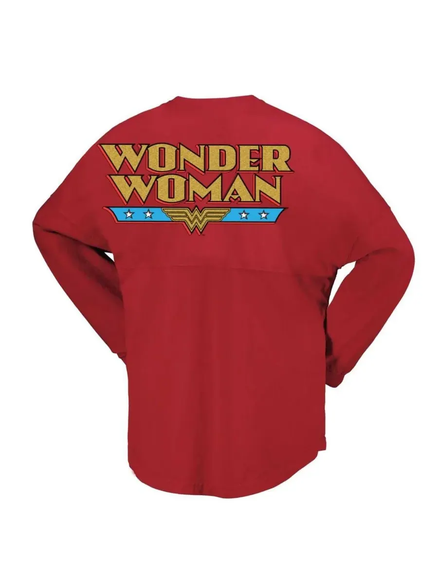 Spirit Jersey Женская красная оригинальная футболка с длинными рукавами "Чудо-женщина" — изображение 4 из 4, красный
