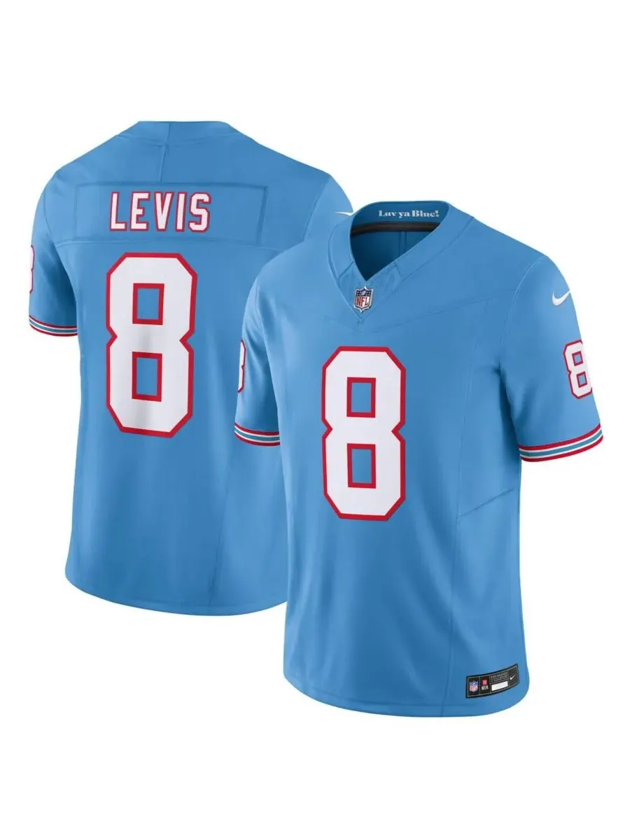 Nike Мужская светло-голубая футболка Will Levis Tennessee Titans Alternate Oilers Throwback Vapor