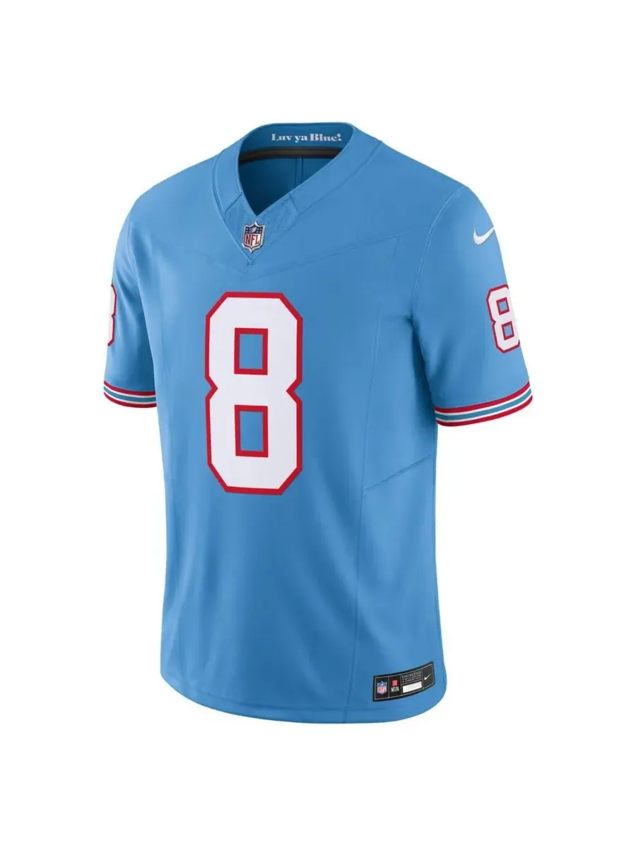 Nike Мужская светло-голубая футболка Will Levis Tennessee Titans Alternate Oilers Throwback Vapor — изображение 2 из 3
