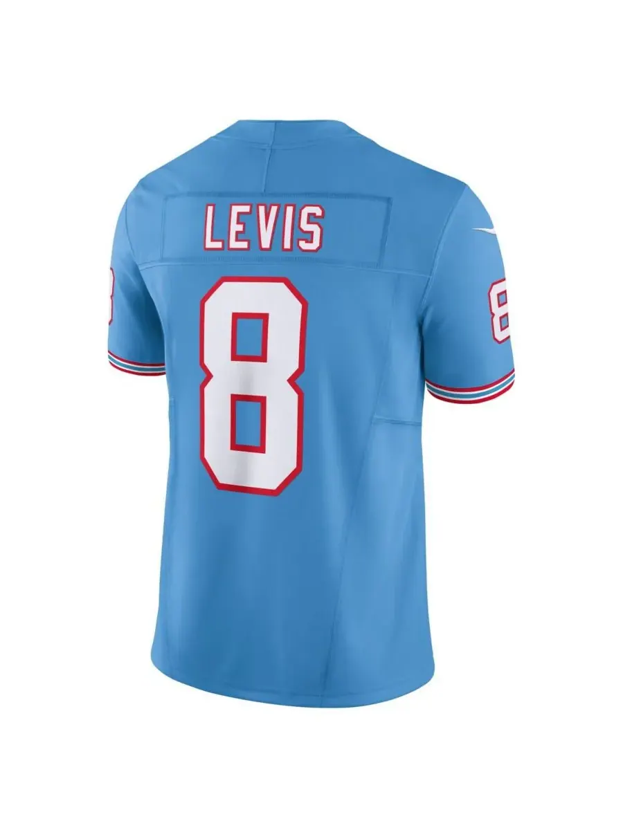 Nike Мужская светло-голубая футболка Will Levis Tennessee Titans Alternate Oilers Throwback Vapor — изображение 3 из 3