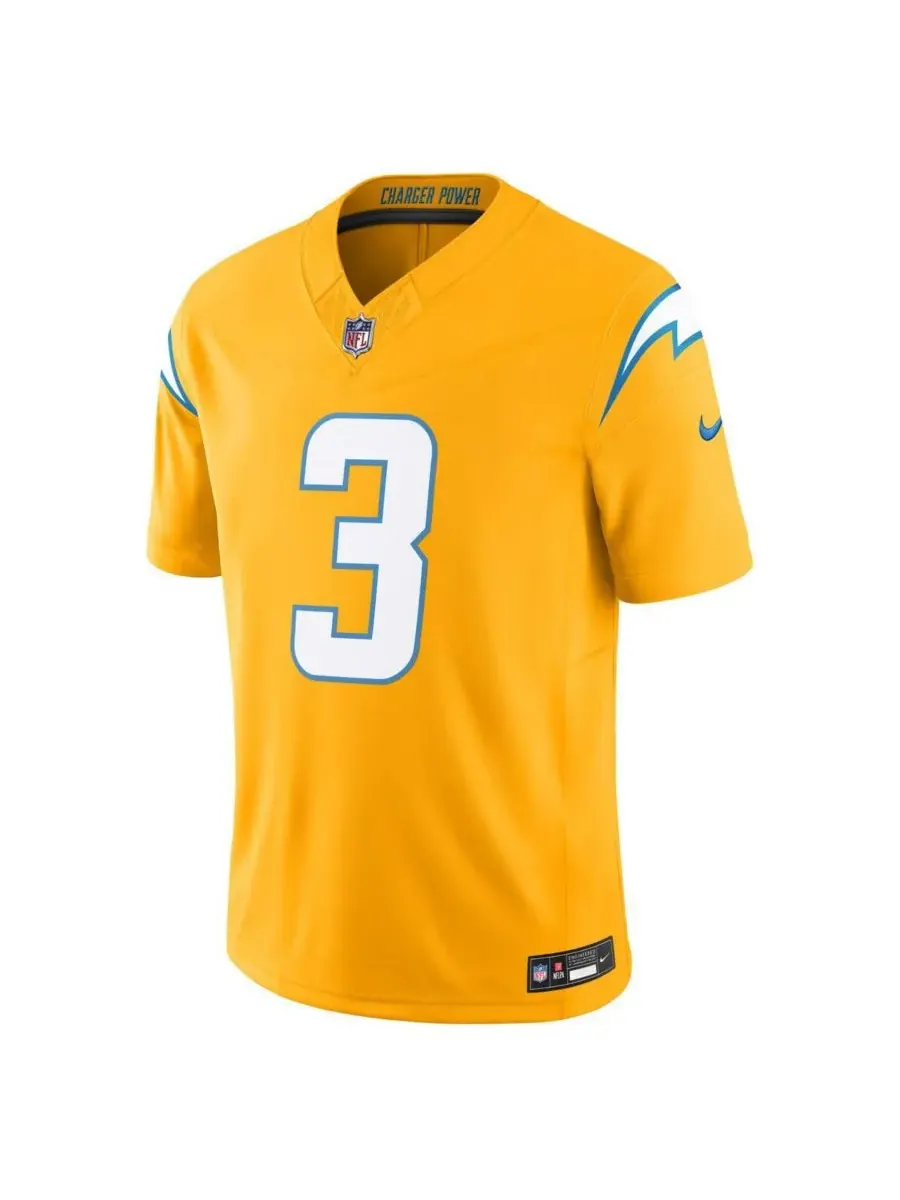 Мужская золотая футболка Дервина Джеймса младшего с символикой Los Angeles Chargers Alternate — изображение 2 из 3, золото
