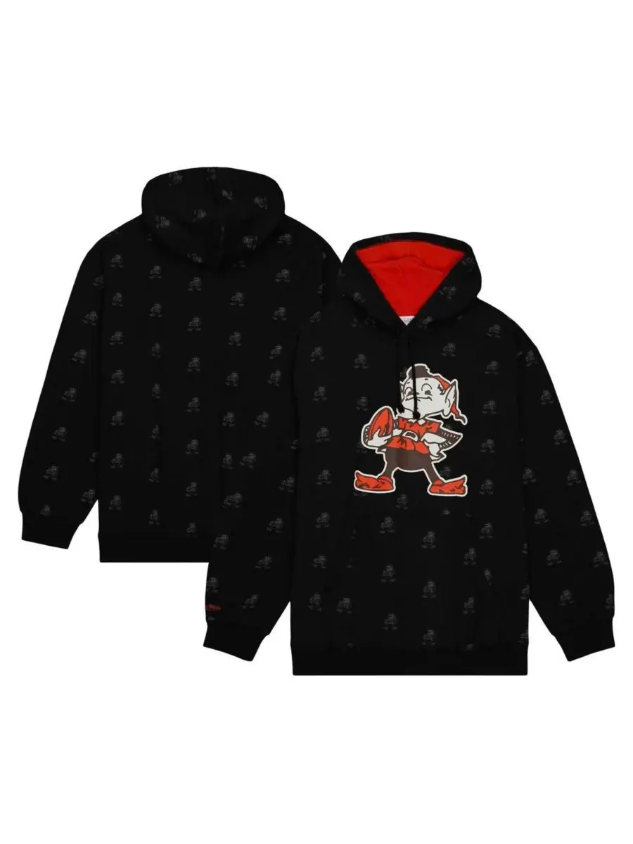 Mitchell & Ness Мужская черная флисовая толстовка с капюшоном и принтом Cleveland Browns