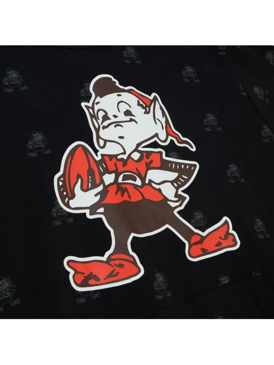 Mitchell & Ness Мужская черная флисовая толстовка с капюшоном и принтом Cleveland Browns — изображение 3 из 4, черный
