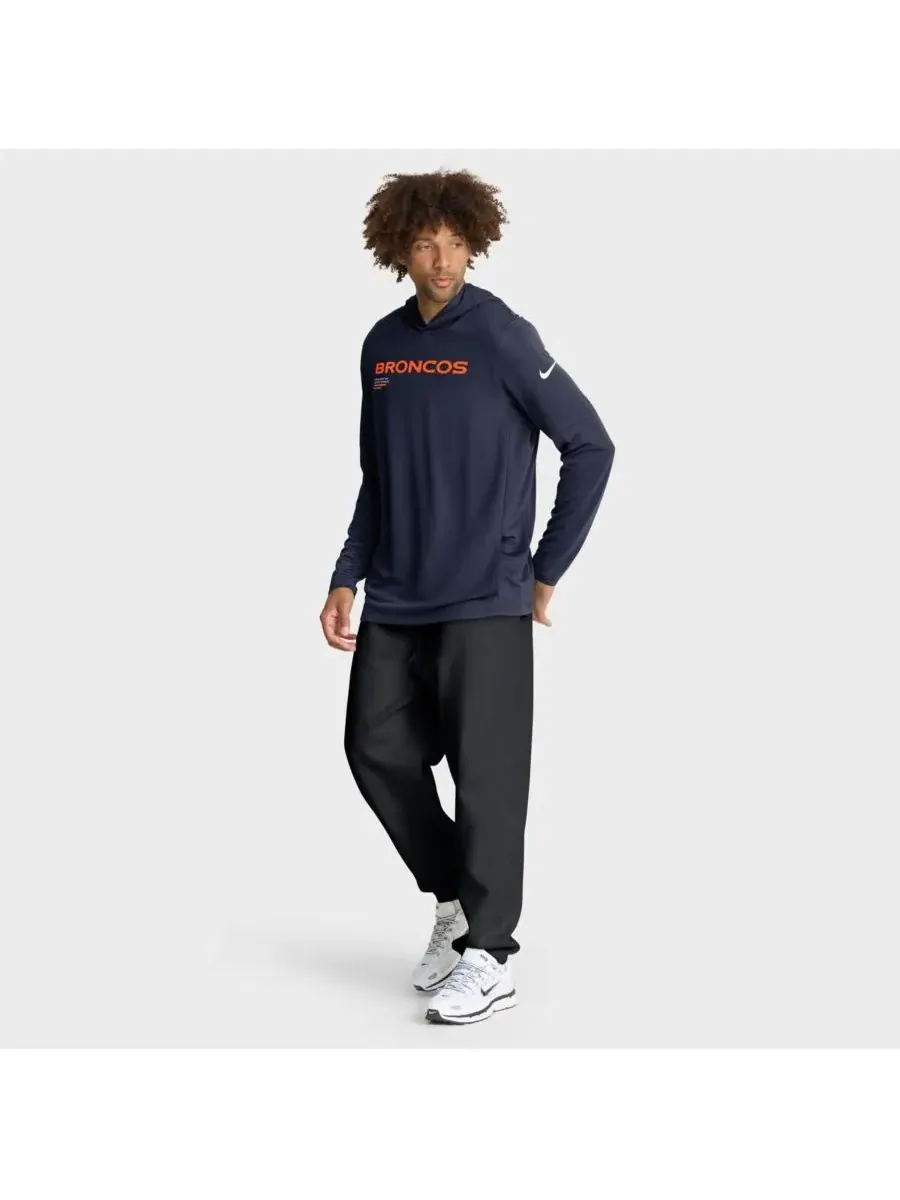 Nike Мужская темно-синяя толстовка с длинными рукавами Denver Broncos Sideline Pure Fury Performance — изображение 2 из 3