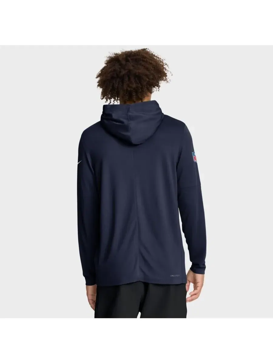 Nike Мужская темно-синяя толстовка с длинными рукавами Denver Broncos Sideline Pure Fury Performance — изображение 3 из 3