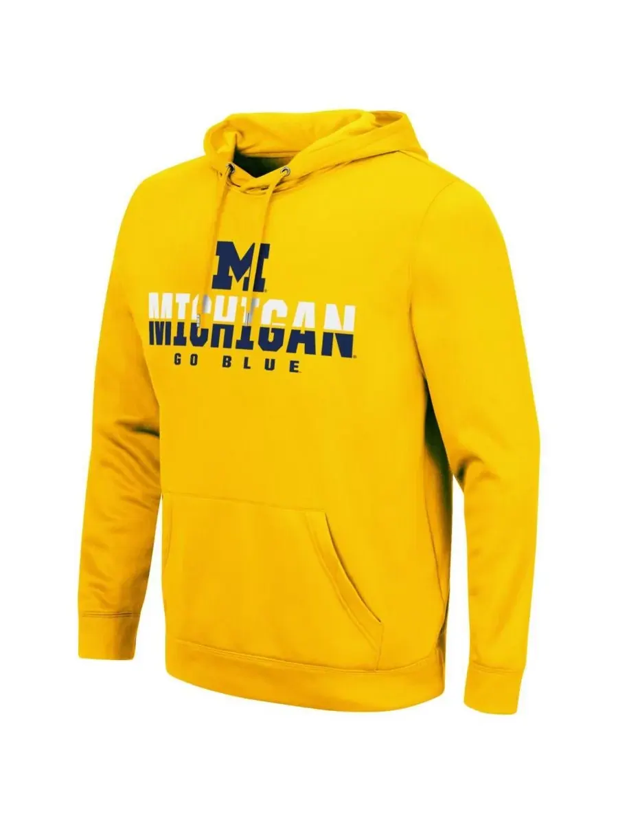 Colosseum Мужская толстовка с капюшоном в виде фонаря команды Michigan Wolverines цвета кукурузы — изображение 3 из 4, желтый