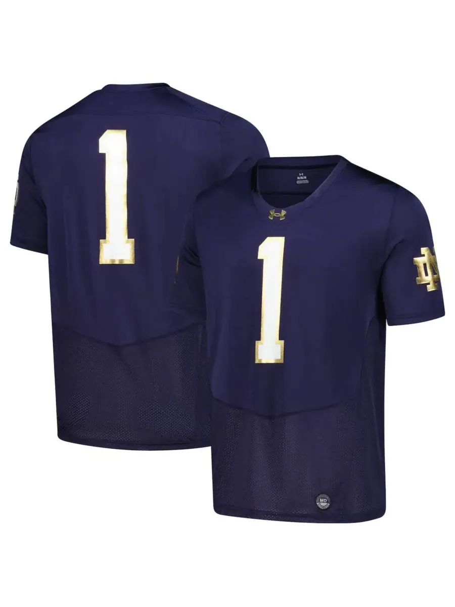 Under Armour Мужская темно-синяя футбольная майка Notre Dame Fighting Irish (реплика)