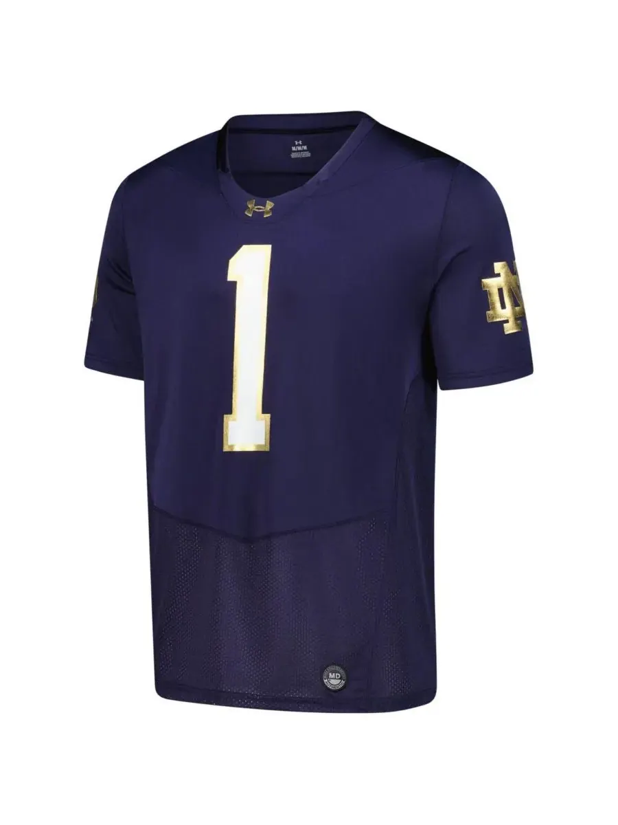 Under Armour Мужская темно-синяя футбольная майка Notre Dame Fighting Irish (реплика) — изображение 2 из 3, темно-синий