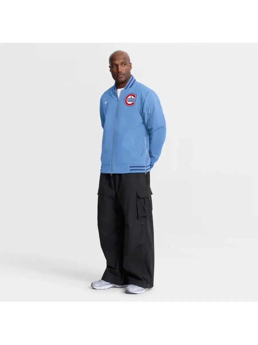 Ветрозащитная куртка-бомбер Nike Chicago Cubs с флисовой подкладкой — изображение 4 из 5, светлый синий