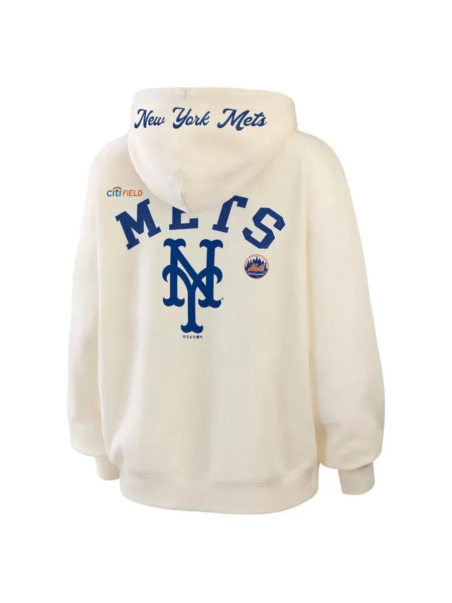 Женская толстовка на молнии с флисовой подкладкой New York Mets — изображение 2 из 4, бежевый
