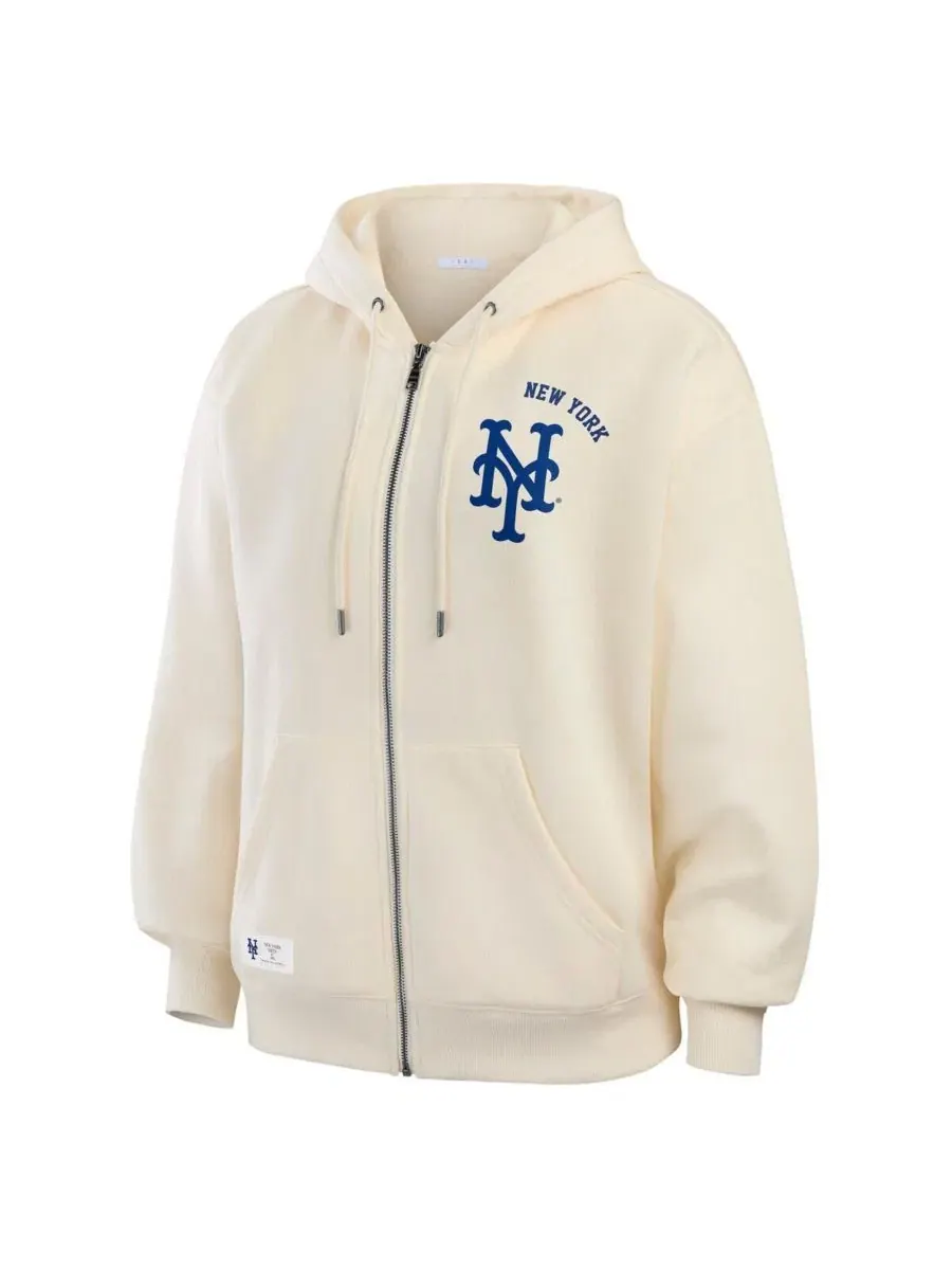 Женская толстовка на молнии с флисовой подкладкой New York Mets — изображение 3 из 4, бежевый