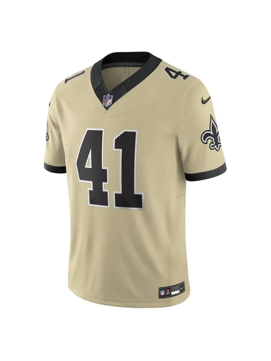 Nike Мужская золотая футболка Alvin Kamara New Orleans Saints Gameday Golds Alternate Vapor FUSE — изображение 2 из 3, золото