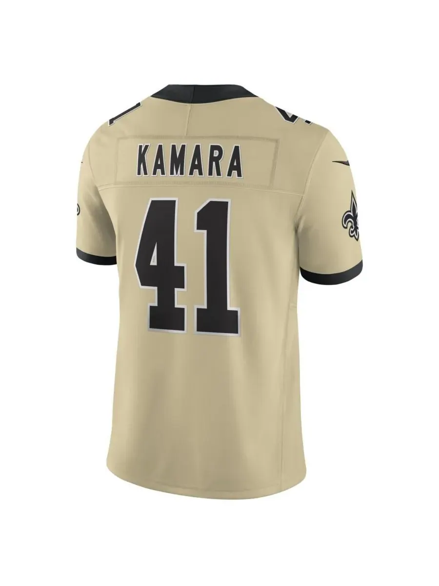 Nike Мужская золотая футболка Alvin Kamara New Orleans Saints Gameday Golds Alternate Vapor FUSE — изображение 3 из 3, золото