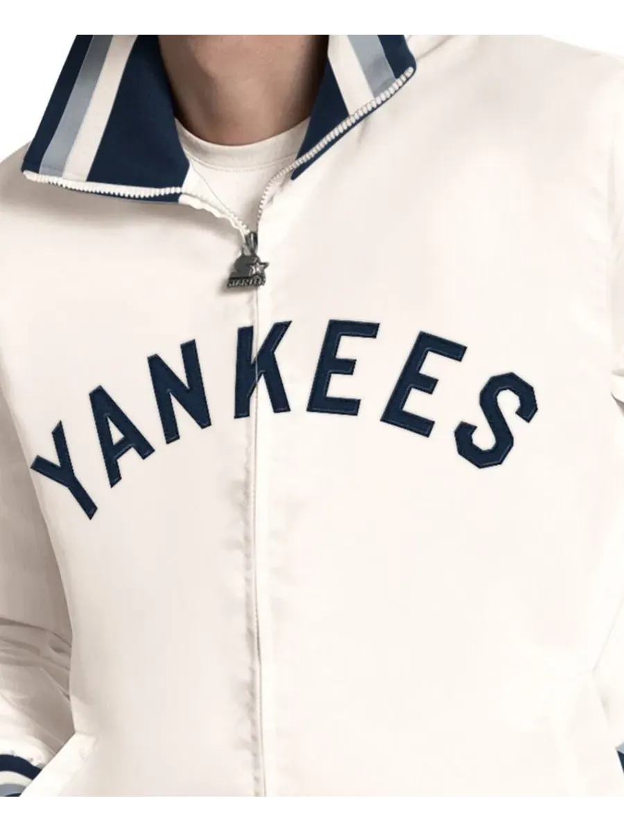 Ветровка-варежка The Captain Cooperstown Logo Full-Zip Varsity Jacket Starter — изображение 3 из 5, белый темно-синий
