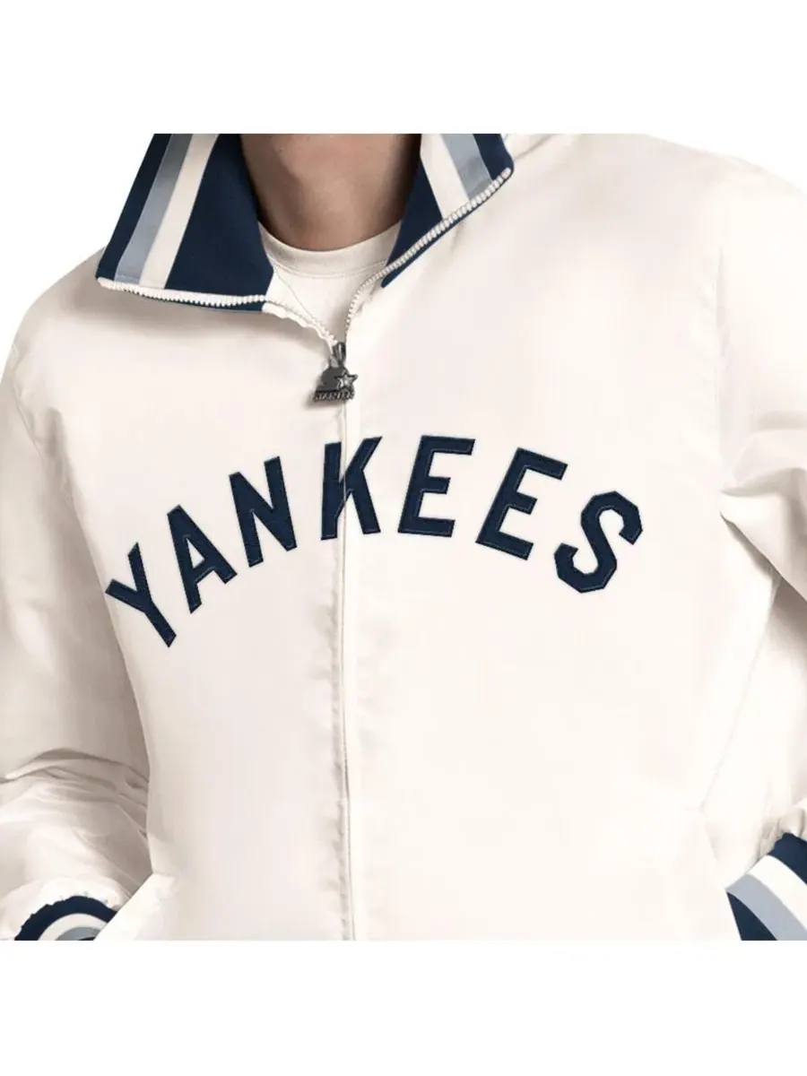 Ветровка-варежка The Captain Cooperstown Logo Full-Zip Varsity Jacket Starter — изображение 5 из 5, белый темно-синий