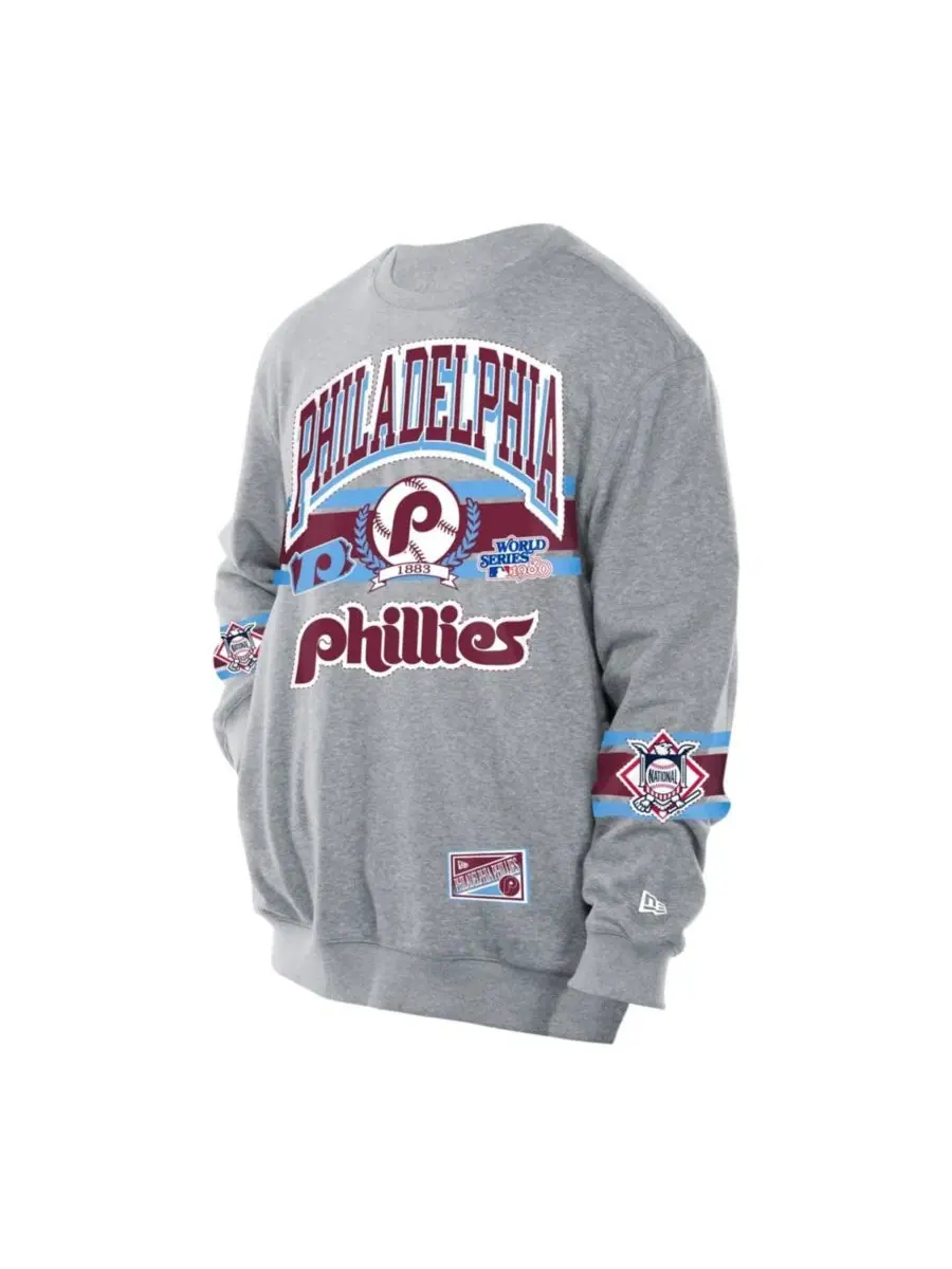 Свитшот с длинным рукавом Sport Classics Philadelphia Phillies New Era — изображение 3 из 4, серый