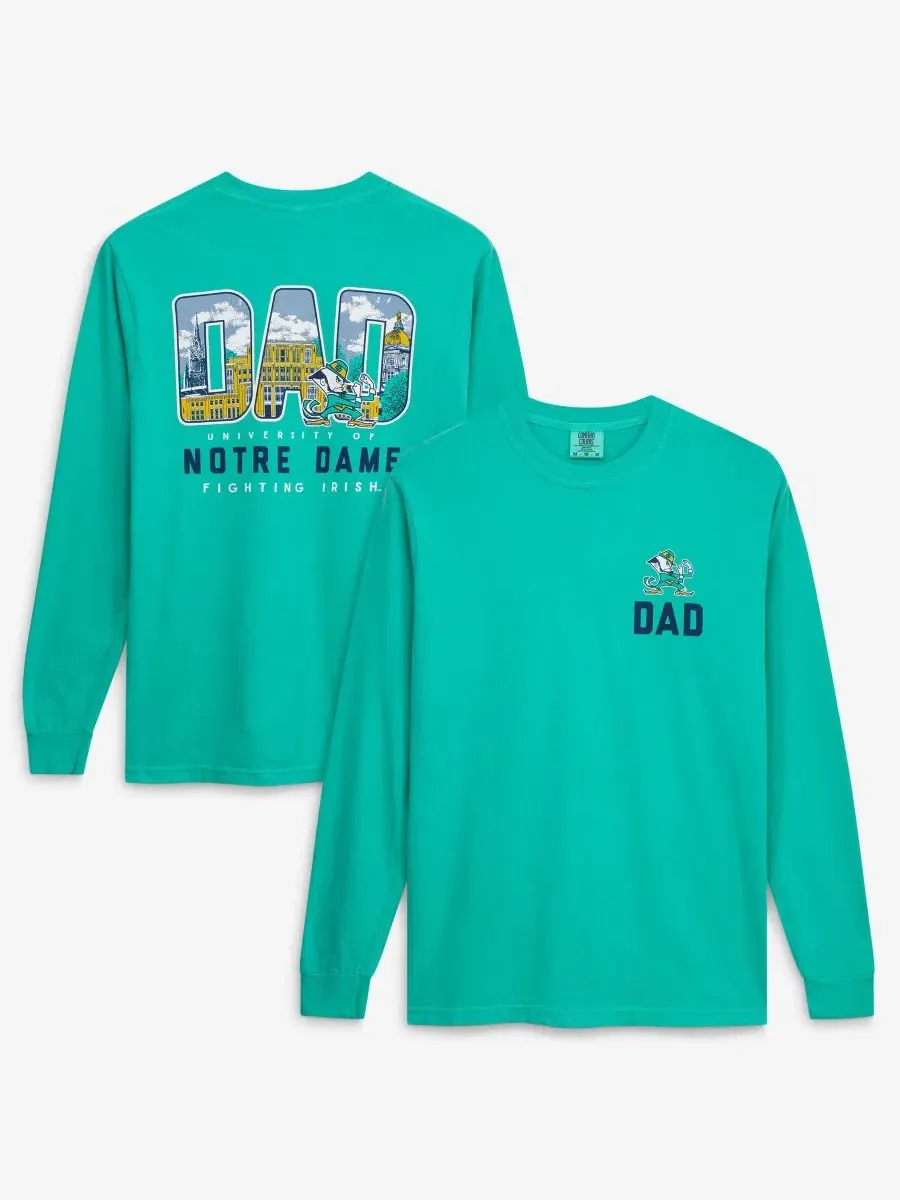 Футболка с длинным рукавом с принтом Campus Drawing, Notre Dame Fighting Irish Image One